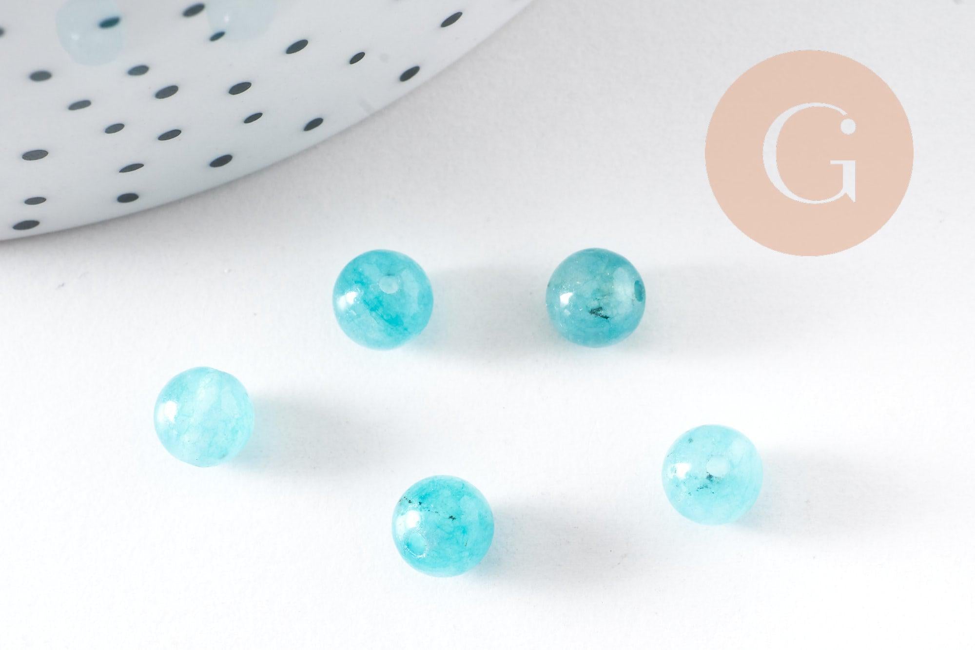 Perle ronde jade naturel bleu ciel 6mm, x10 (G0884)