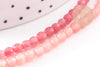 Perle ronde jade naturel rose facette 4mm, x1 fil de 38 cm (G2335)