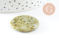 Perle ronde jade vert marbré feuille 29mm, création bijoux pierre, x1 G0518
