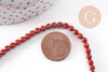 Perle ronde jaspe rouge naturel AB+ facettes 4mm, x1 fil de 37cm (G1173)