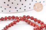 Perle ronde jaspe rouge naturel facetté 4mm, x1 fil de 37cm (G1173)