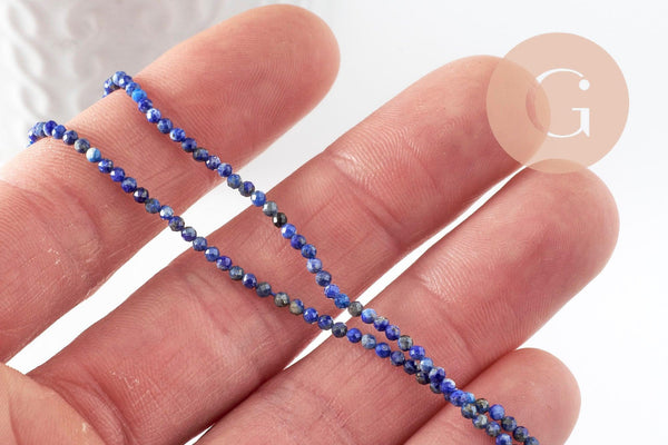 Perle ronde lapis lazuli naturel 2mm, x1 fil de 43cm (G3118)