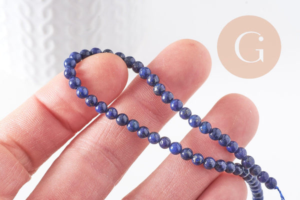 Perle ronde lapis lazuli naturel 4mm, x1 fil de 19,3 cm (G0020)