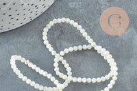 Perle ronde nacre blanche, perle ronde nacre,coquillage naturel,fil 40cm,3mm, x1 (G1725)