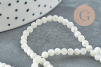 Perle ronde nacre blanche, perle ronde nacre,coquillage naturel,fil 40cm,3mm, x1 (G1725)
