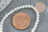 Perle ronde nacre coquillage blanc 3mm,perle en coquillage pour fabrication bijoux nacre, le fil de 40cm, x1 (G5581)