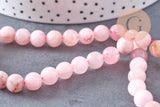 Perle ronde quartz rose naturel 8mm, x1 fil de 38cm (G6719)