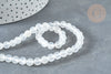 Perle ronde selenite blanche 6mm, pierre blanche naturelle, fil de 40cm, x1 G7331
