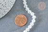 Perle ronde selenite blanche 6mm, pierre blanche naturelle, fil de 40cm, x1 G7331
