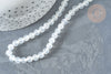 Perle ronde selenite blanche 6mm, pierre blanche naturelle, fil de 40cm, x1 G7331