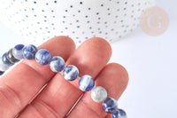 Perle ronde sodalite bleue naturelle 8-8.5mm, x1 fil de 38cm (G7072)