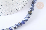 Perle ronde sodalite bleue naturelle 8-8.5mm, x1 fil de 38cm (G7072)