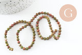 Perle ronde unakite naturelle 4mm, x1 fil de 37cm (G3807)