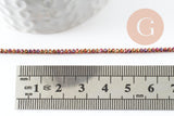 Perle ronde verre facettée multicolore pourpre irisée 2mm, x1 fil de 35cm (G7456)