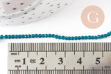 Perle ronde verre facettée transparente bleu turquoise 2mm, x1 fil de 37 cm (G7447)