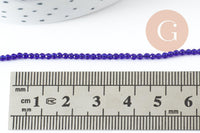 Perle rondelle cristal facetté bleu roi 2mm, perle toupies création bijoux fantaisie DIY, fil de 37cm x1 (G7241)