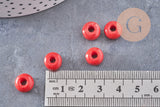 Perle rondelle donut verre opaque rouge 3-5x9mm, x 20 (G4597)