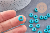 Perle rondelle donut verre opaque turquoise 3-5x9mm, x 20 (G4393)