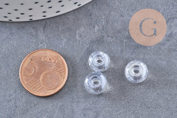 Perle rondelle donut verre transparent, perles rondelles verre pour vos créations de bijoux et bracelet,3-5x9mm, x 20 (G4389)