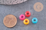 Perle rondelle en plastique translucide multicolore 9mm , perle phosphorescente, couleurs mélangées, x50 (12.9G) (G9307)