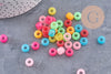 Perle rondelle en plastique translucide multicolore 9mm , perle phosphorescente, couleurs mélangées, x50 (12.9G) (G9307)