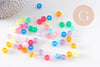 Perle rondelle en plastique translucide phosphorescente multicolore 9mm, x50 (G6404)