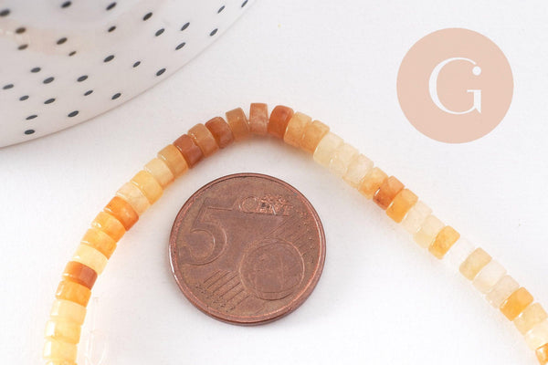 Perle rondelle heishi jade jaune topaze, jade naturel, perle pierre, 4.5mm, fil de 160 perles, x1 (G3048)