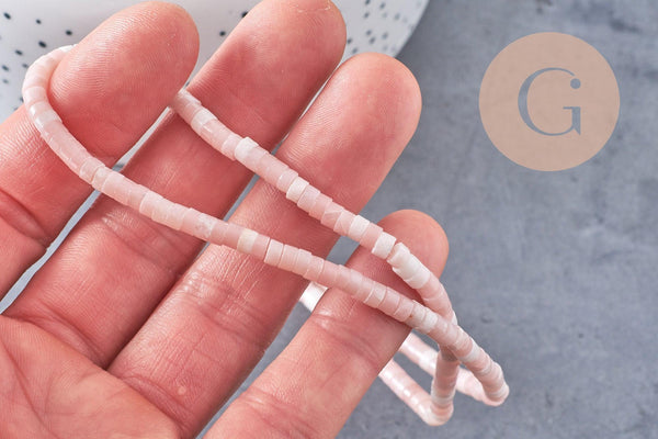 Perle rondelle heishi jade rose, jade naturel, perle pierre, 4.5mm ,fil de 160 perles, x1 (G3550)