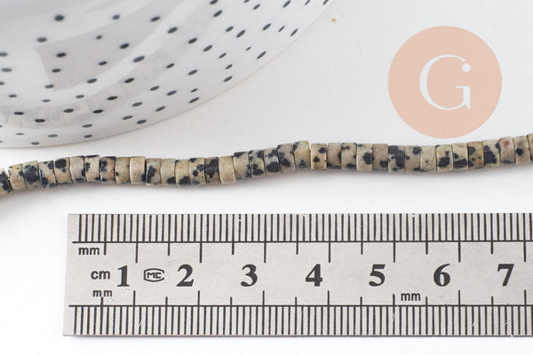 Perle rondelle heishi jaspe Dalmatien jaspe naturel 4.5mm,x1 fil de 38cm (G2773)