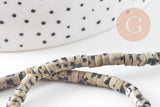 Perle rondelle heishi jaspe Dalmatien naturel 4.5mm, x1 fil de 38cm (G2773)