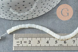 Perle rondelle heishi nacre naturelle blanche 4x2mm, x1 fil de 40cm (G9850)