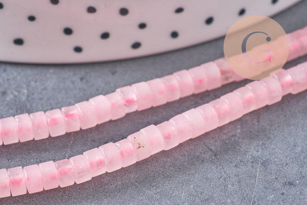 Perle rondelle heishi quartz rose, quartz rose naturelle, perle pierre, 4.5mm,fil de 160 perles, x1 (G2702)