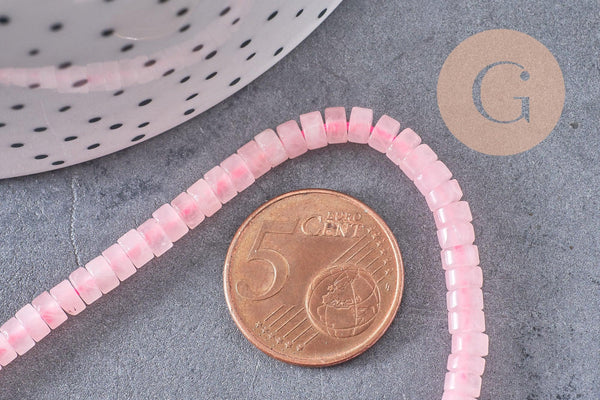 Perle rondelle heishi quartz rose, quartz rose naturelle, perle pierre, 4.5mm,fil de 160 perles, x1 (G2702)