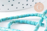 Perle rondelle howlite turquoise 4mm, howlite naturelle,perle turquoise,perle pierre,création bijoux,fil de 92 perles x1 (G1554)