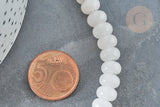 Perle rondelle jade blanc naturel 8x5~5.5mm,fil de 40cm, x1 (G7330)
