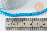 Perle rondelle jade bleu ciel,pierre jade naturel,perle facette,jade,4x3mm,fil de 37cm (G4635)