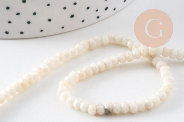 Perle rondelle jade naturel facettes 2x4mm, x1 fil de 34.5cm (G10918)