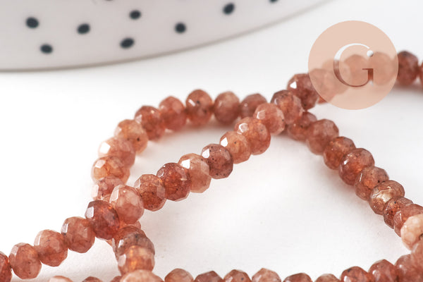 Perle rondelle jade naturel facettes 2x4mm, x1 fil de 34.5cm (G10918)