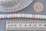 Perle rondelle jade naturel multicolore pastel 8x5mm, x1 fil de 38.5cm (G10599)