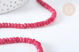 Perle rondelle jade rose naturel foncé facettes 5x3mm, x1 fil de 36cm (G1703)