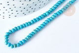 Perle rondelle jade teintée turquoise opaque facettée 4x2.5mm, pierre, fil de 35cm x1 (G7538)