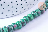 Perle rondelle rubis sur zoisite facetté naturel,Pendentif bijoux, pierre naturelle,10mm, le fil de 38cm, x1 (G6721)