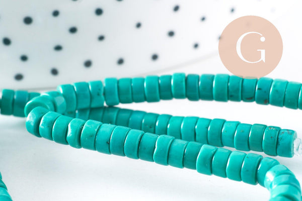 Perle rondelle turquoise sinkiang,perles pierre, turquoise naturelle, fil de 39,5 cm x1 (G0138)