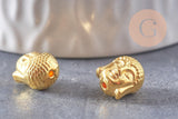Perle tête de Bouddha zamac doré ,fournitures créatives sans nickel,creation bijoux,perle voyage inde,11mm,x 10 (G5291)