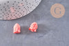 Perle tête de boudha résine imitation bambou de mer rose,perle imitation corail en bambou de mer naturel,15mm x2 (G4986)