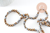 Perle toupie cristal gris or 6x5mm, perles bijoux, perle bicone cristal gris,Perle verre facette, fil de 42 cm x1 (G6179)
