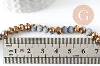 Perle toupie cristal gris or 6x5mm, perles bijoux, perle bicone cristal gris,Perle verre facette, fil de 42 cm x1 (G6179)
