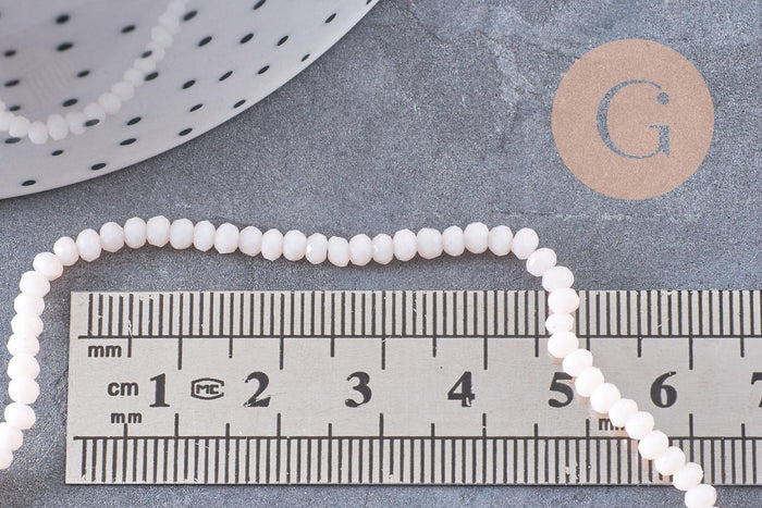 Perle toupie rose pâle,perle cristal,,Perle verre facette, 3mm, fil de 40cm, x1 (G0622)