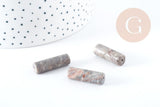 Perle tube jaspe beige naturel 27mm, x5 (G8288)