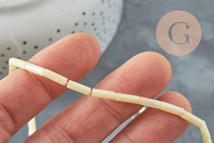 Perle tube nacre jaune naturelle 9mm,nacre jaune ,le fil de 38cm, x1 (G6751)